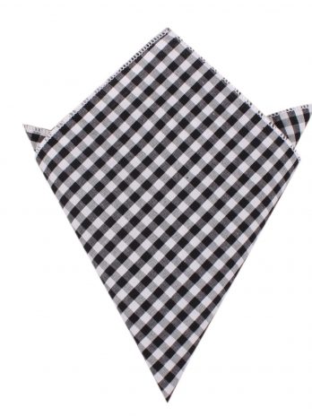 Black and White Gingham Cotton Pocket Square
