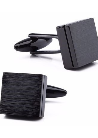 Trendy Square Plain Metal Brass Button Wedding Cufflinks Brushed