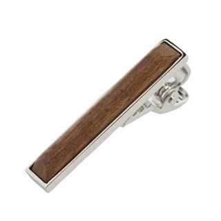 Wood Inlay Silver Tie Bar