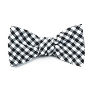 Novel Gingham Black Bow Tie
