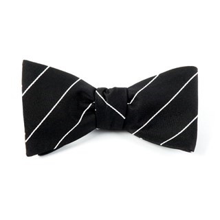 Pencil Pinstripe Classic Black Bow Tie