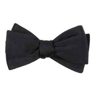 Solid Satin Black Bow Tie