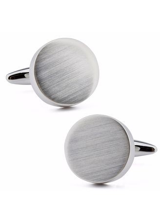 Brushed Cufflinks Shirt Jewelry Round Metal Cufflinks