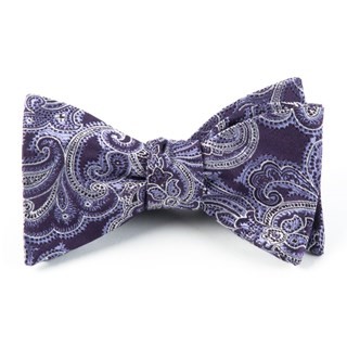 Designer Paisley Eggplant Bow Tie