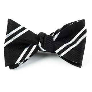 Double Stripe Black Bow Tie